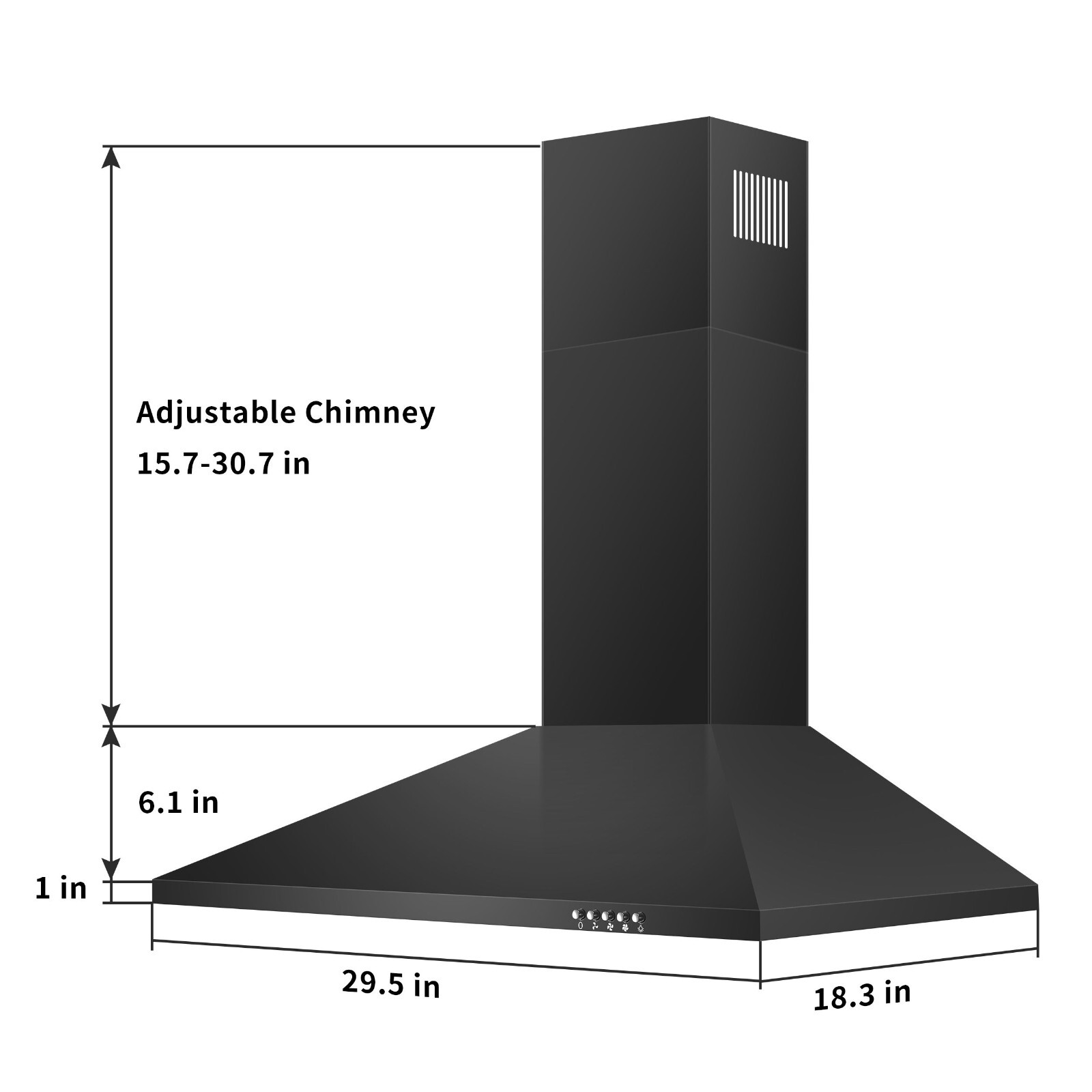 30in Wall Mount Range Hood 450CFM Power Exhaust Fan w/LED Kitchen Stove Fan