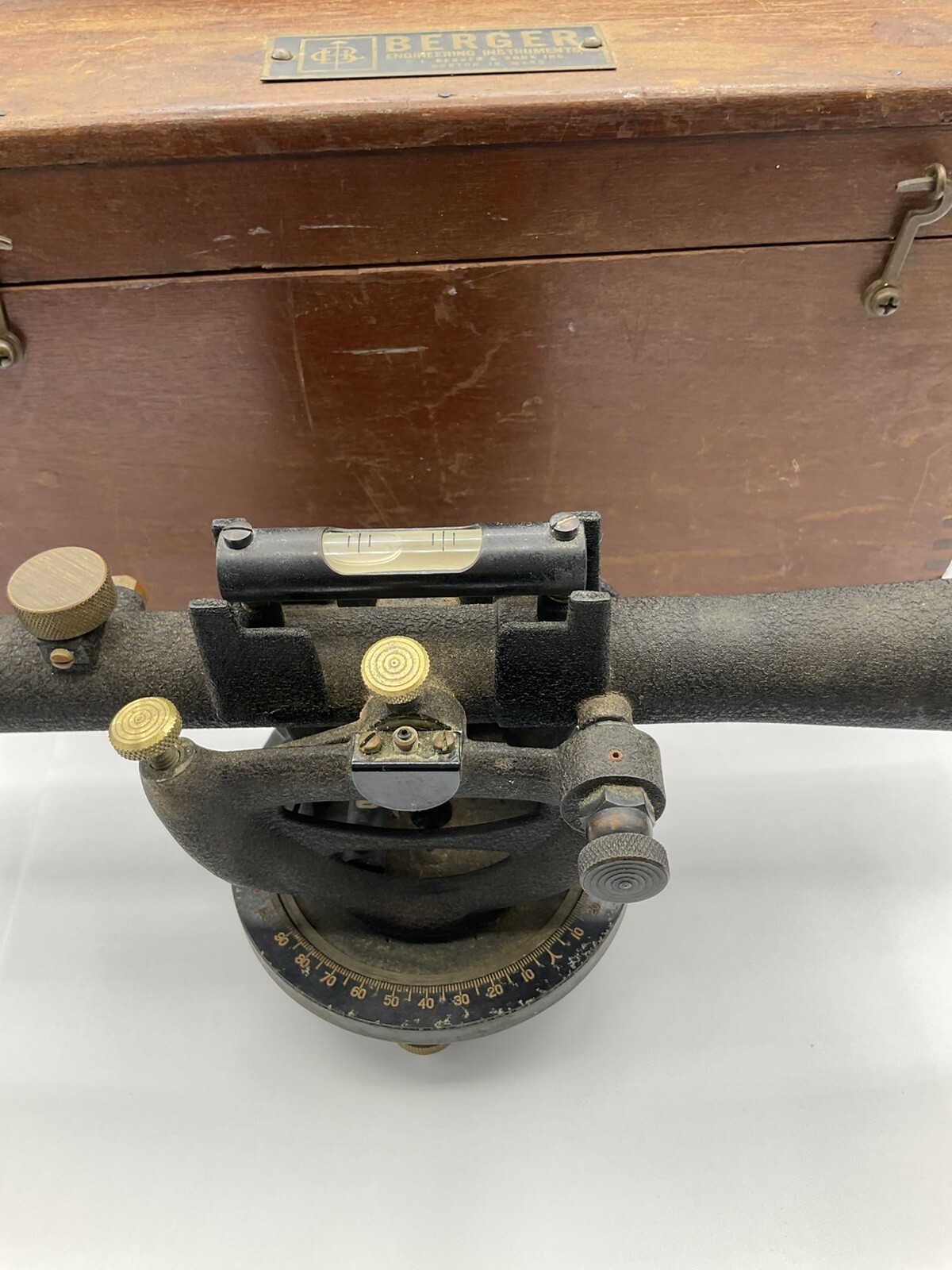 Vintage Berger Engineering Instruments Surveying Transit & Wood Box