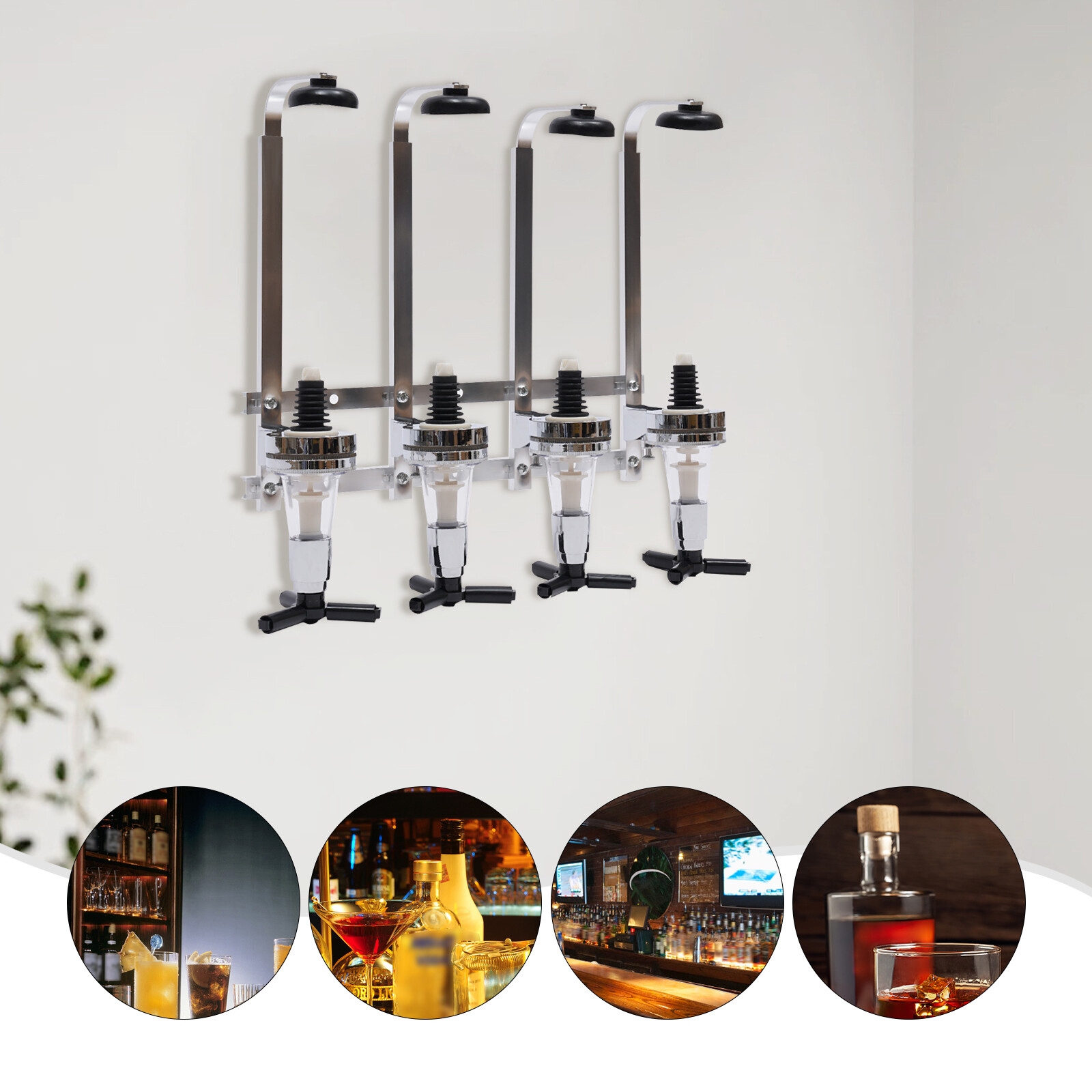 4/ 6 Bottle Wall Mounted Bar Beverage Liquor Dispenser Rack Holder Alcohol Drink