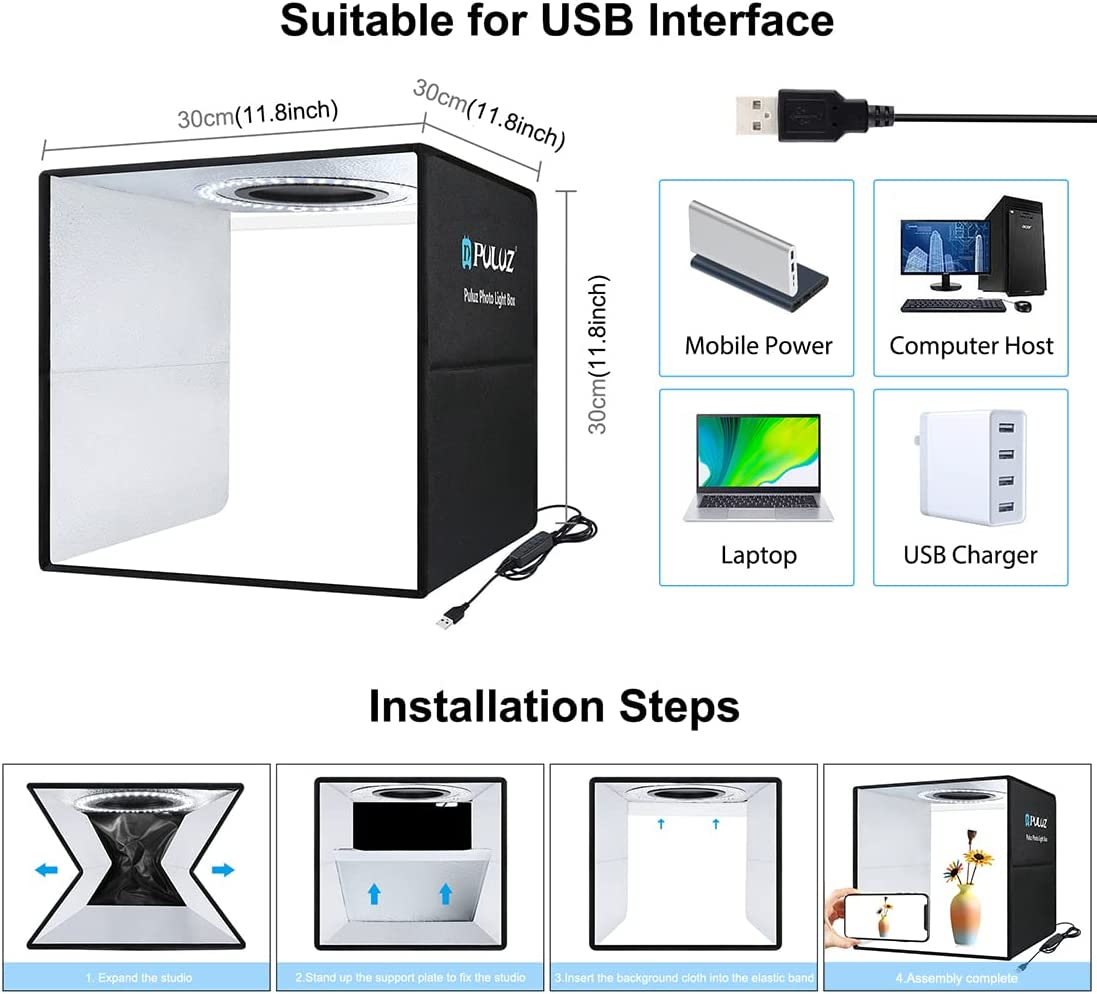 16" LED Photo Studio Light Box Portable Folding Photography Shooting Tent Kit