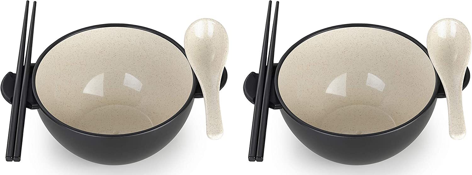 Ozeri Earth Ramen Bowl 6-Piece Set [COLORS], Made from Plant & Natural Materials