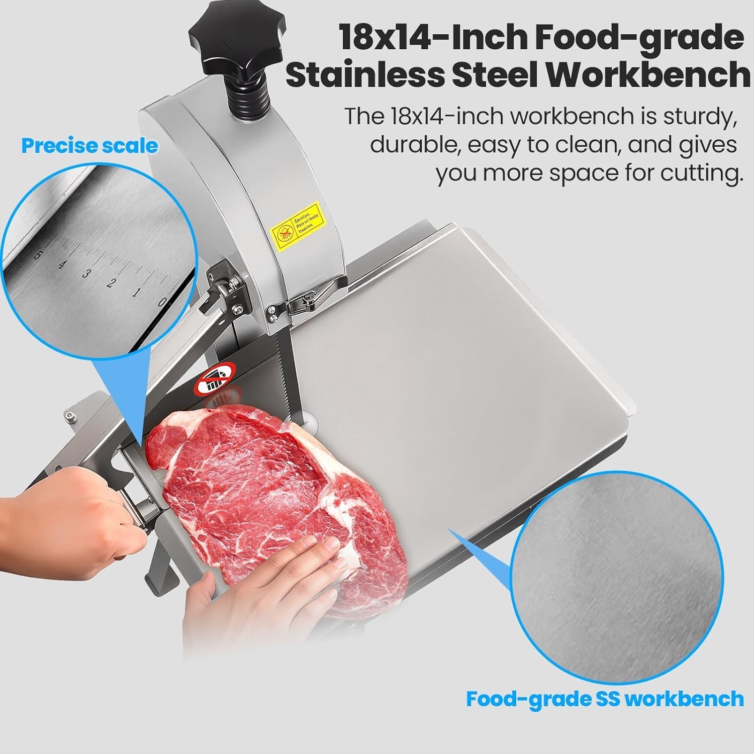 1000W Electric Bone & Meat Bandsaw Machine Frozen Meat Cutter w/ 8 Saw Blades