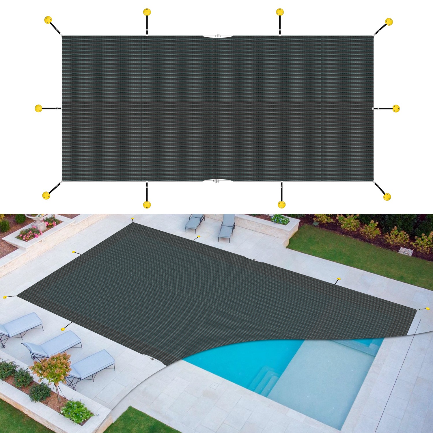 Winter Pool Cover Rectangle Heavy Duty Safety Inground Swimming Pool Cover Green