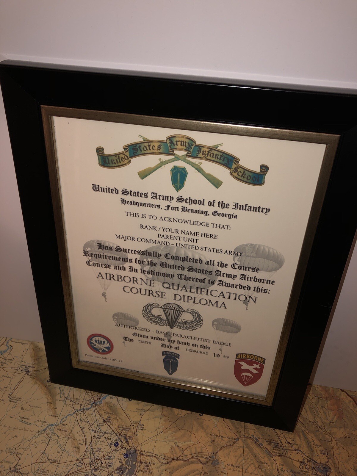 AIRBORNE QUALIFICATION COURSE DIPLOMA (COMMEMORATIVE CERTIFICATE)