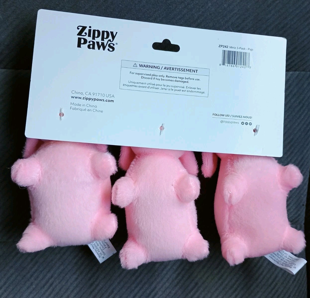 Zippy Paws Plush 3 Miniz Pigs 🐷 Mini Pet Dog Toy Squeaks Pink NEW NWT NIP