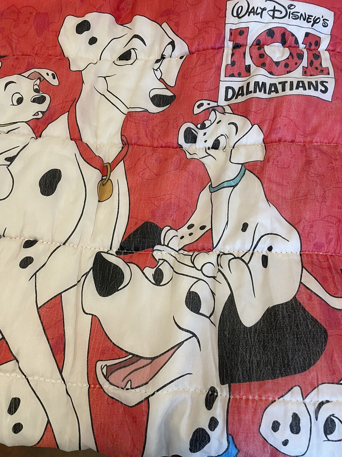 Vintage 90's Disney 101 Dalmatians Red Double Sided Youth Sleeping Bag Read