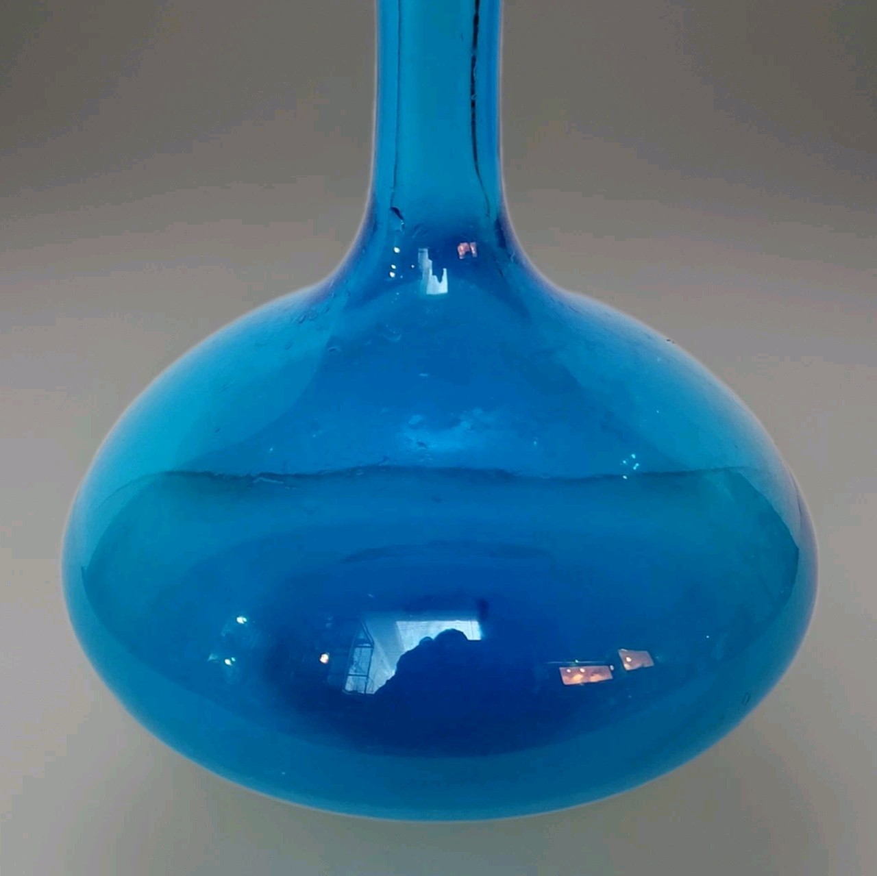 Vintage MCM Blenko Turquoise Blue Peacock Decanter WithStopper 9"