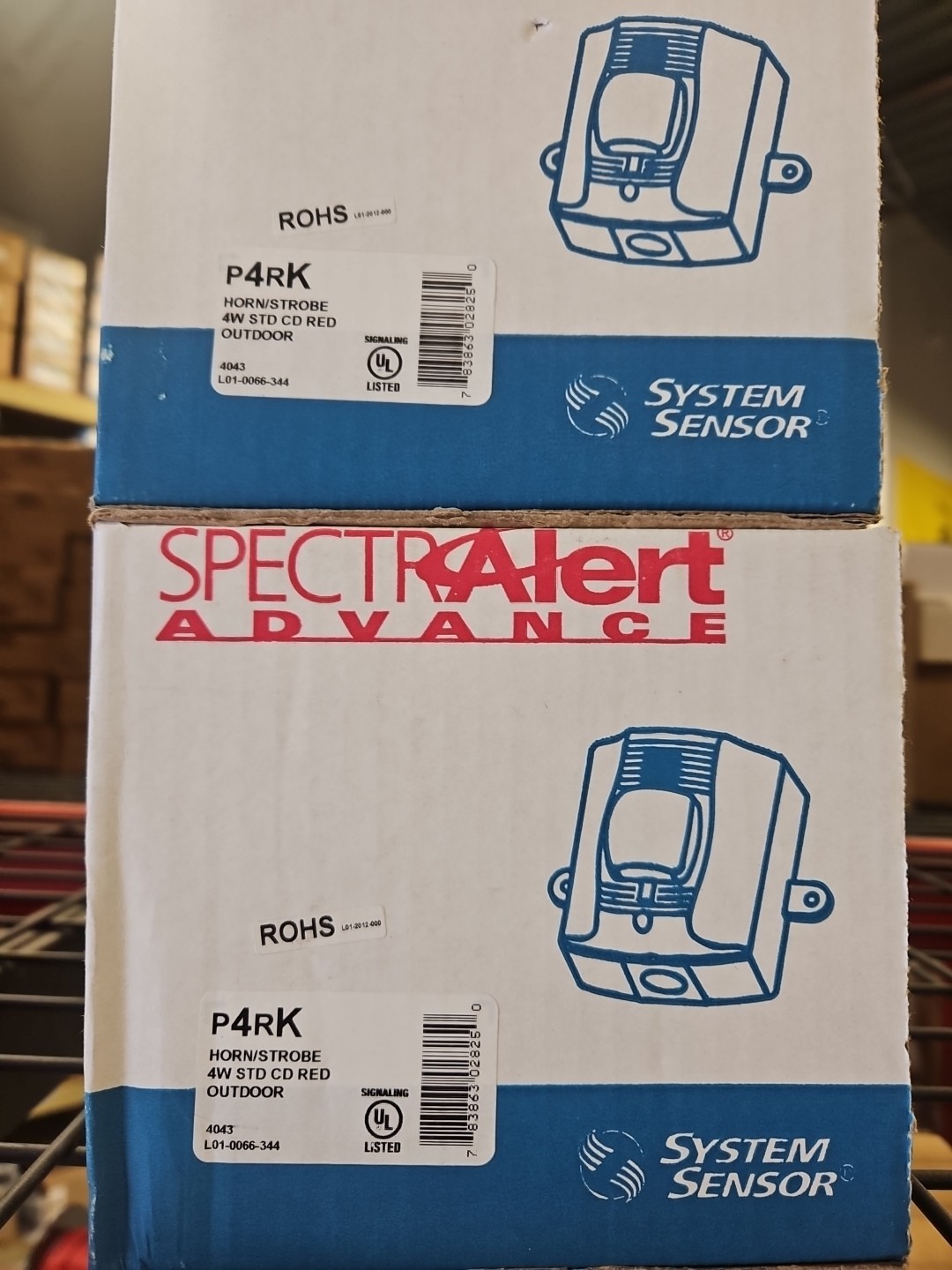 New System Sensor P4RK 4-Wire Horn Strobe Outdoor Fire Alarm Red. 4 Available