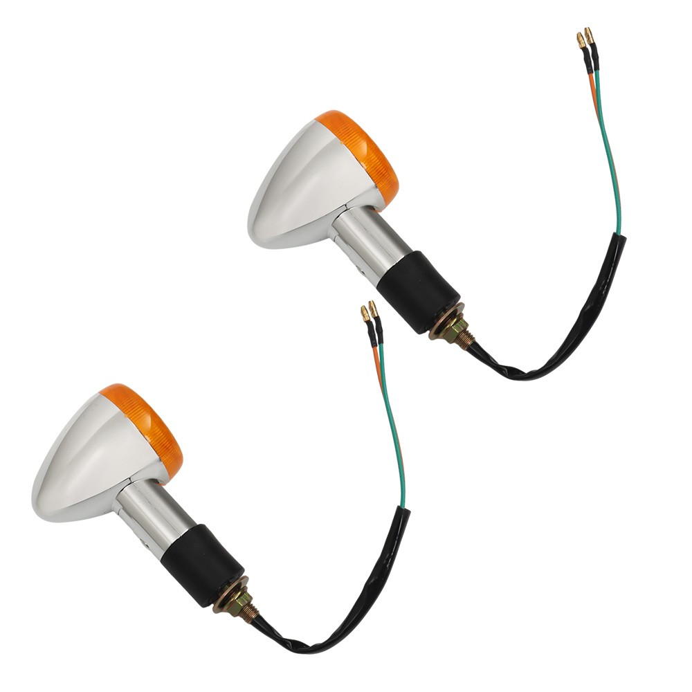 2 × Amber Chrome Front Rear Turn Signal Blinker Indicator Light For Kawasaki