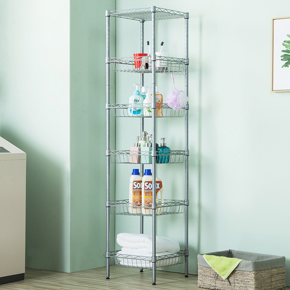 63" 6 Shelf Adjustable Coner Storage Shelving Unit Steel Organizer Wire Rack