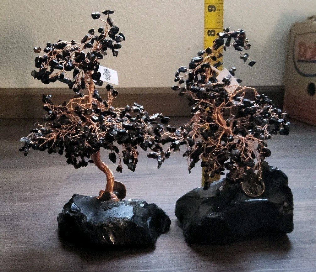 Lot of 2- Karma & Luck Black Onyx Feng Shui Tree Grounded Awareness HDPJ556