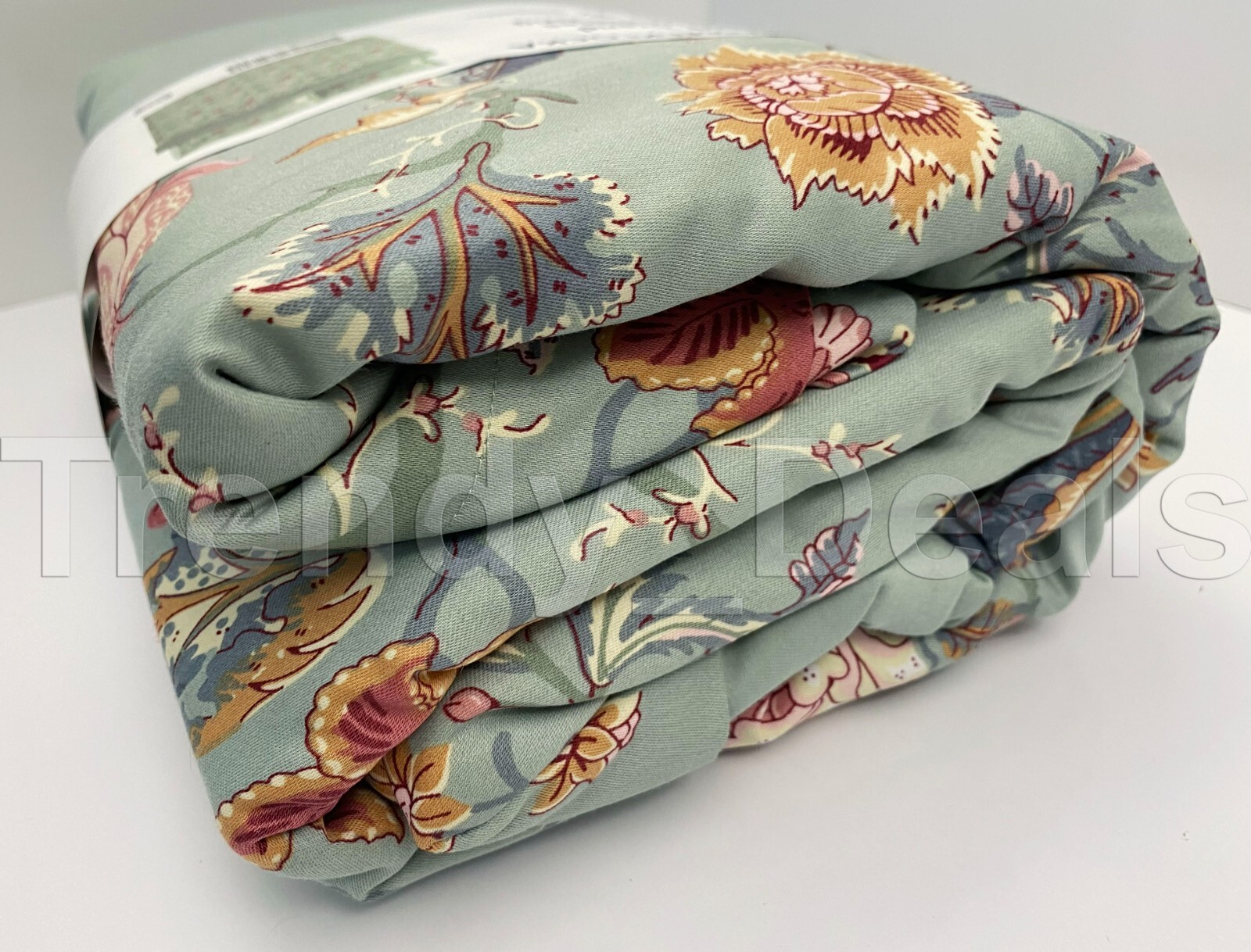 Ikea NASSELKLOCKA King Duvet Cover w/2 Pillowcases Bed Set Green/Floral - NEW