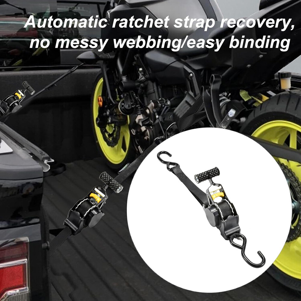🔥 2-Pack 10FT Retractable Ratchet Tie-Down Straps | 1500LBS Heavy-Duty | S-Hook