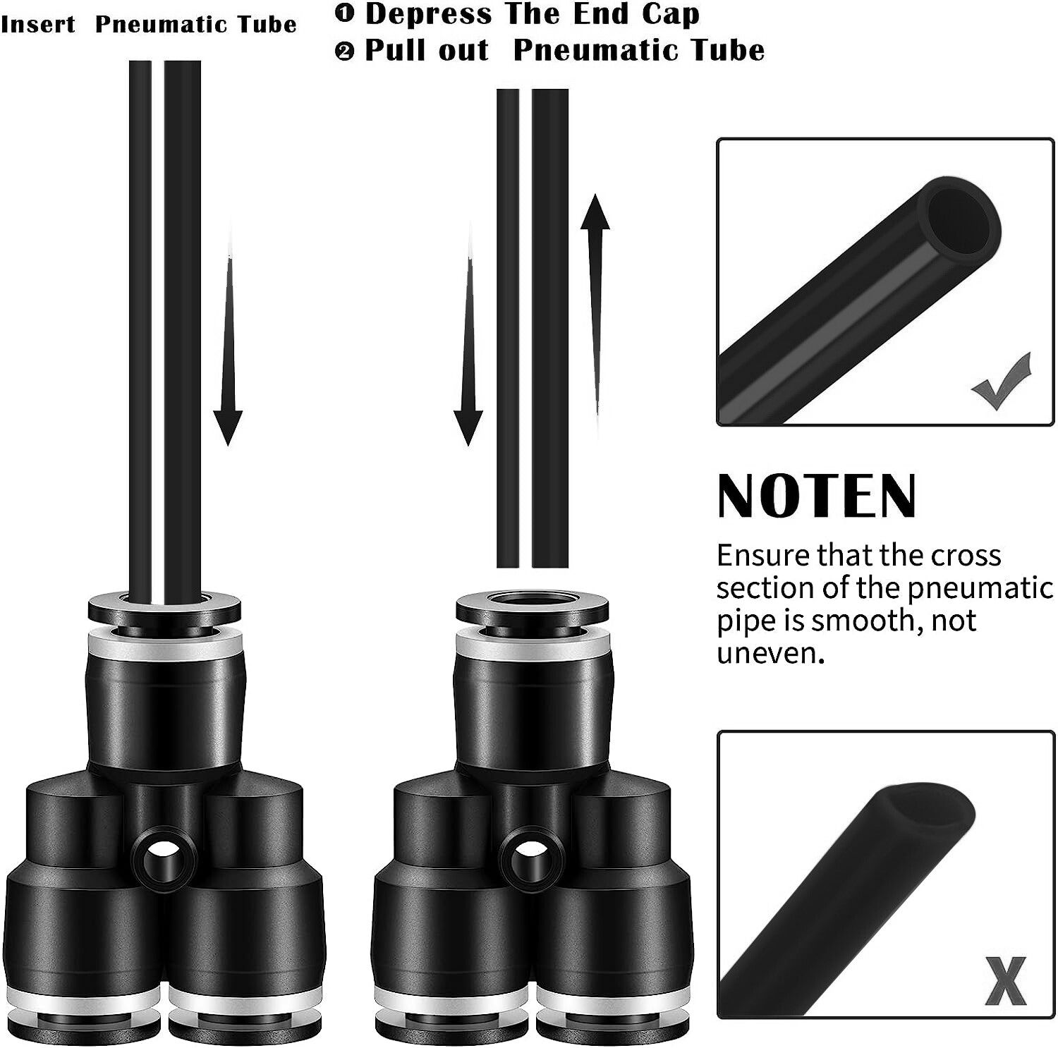 Nylon Air Line Dot Approved OD 1/4" 33ft 50ft 100ft Push To Connect Fitting 5Pcs