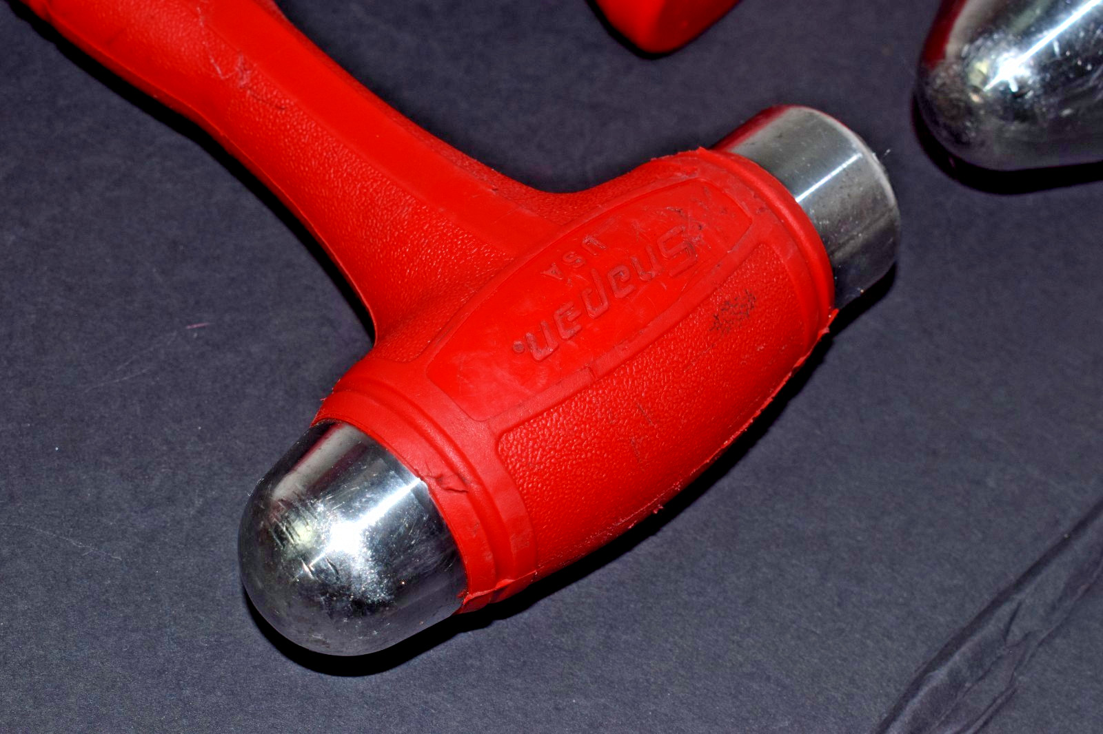 Snap-On RED 3pc Ball Peen Soft Grip 24 32 40oz Steel Face Dead Blow Hammer Set