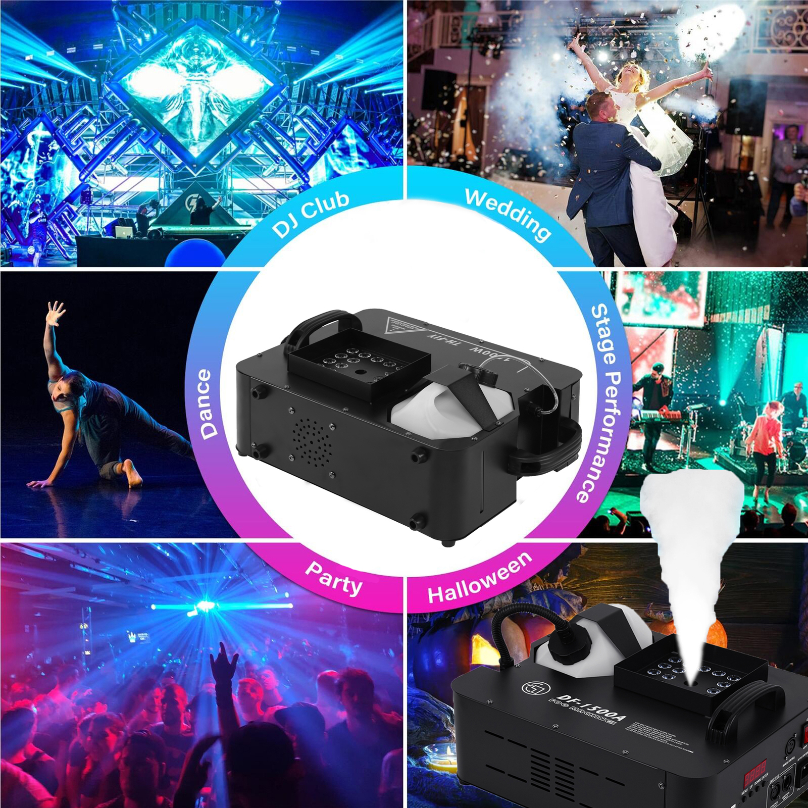 2pcs Vertical RGB 3 in1 24 LED DMX Fog Machine Stage Smoke Lighting W/ Remote