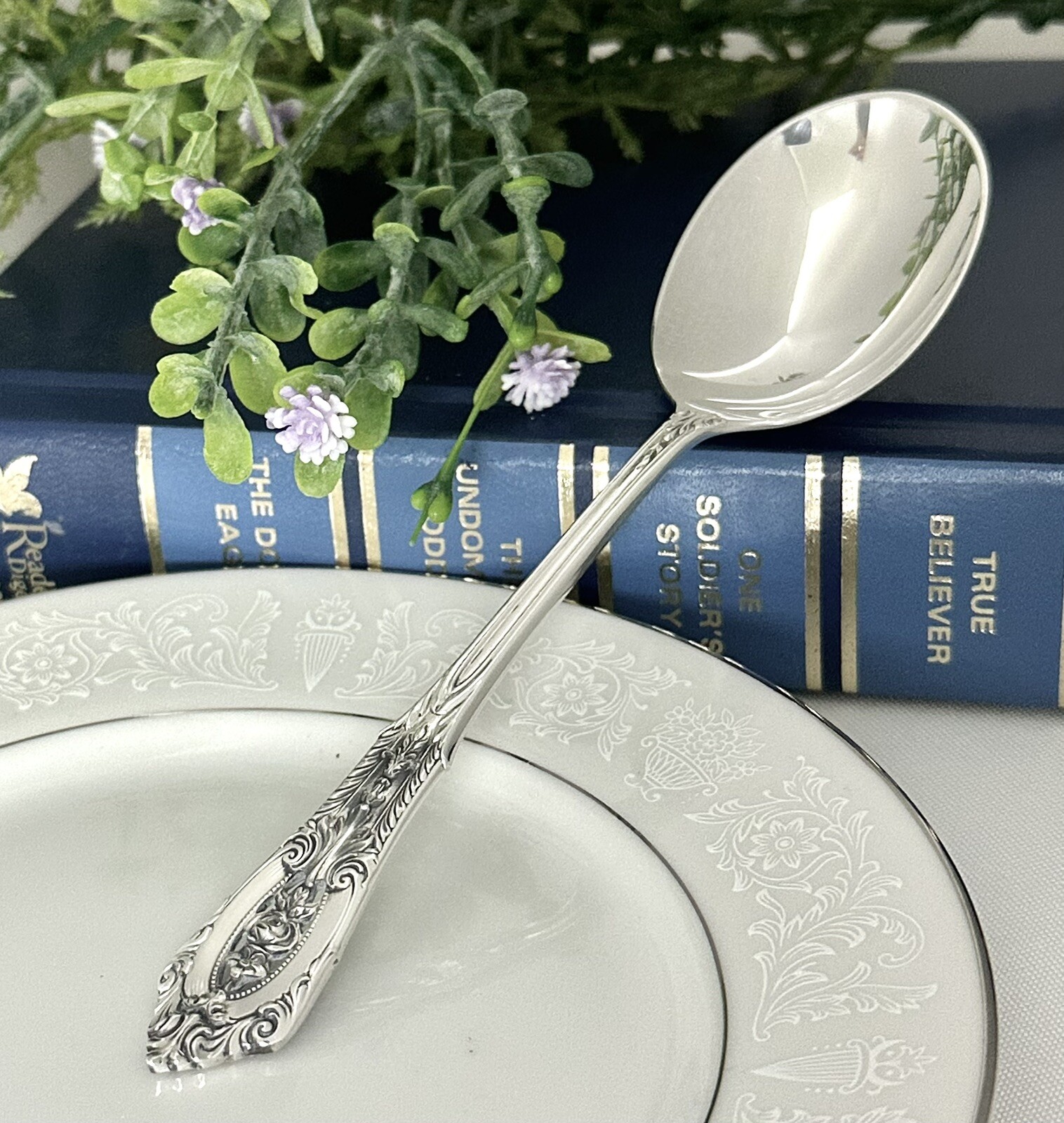Wallace Rose Point Sterling Soup Spoon 5 7/8" Round Bowl Vintage Replacement