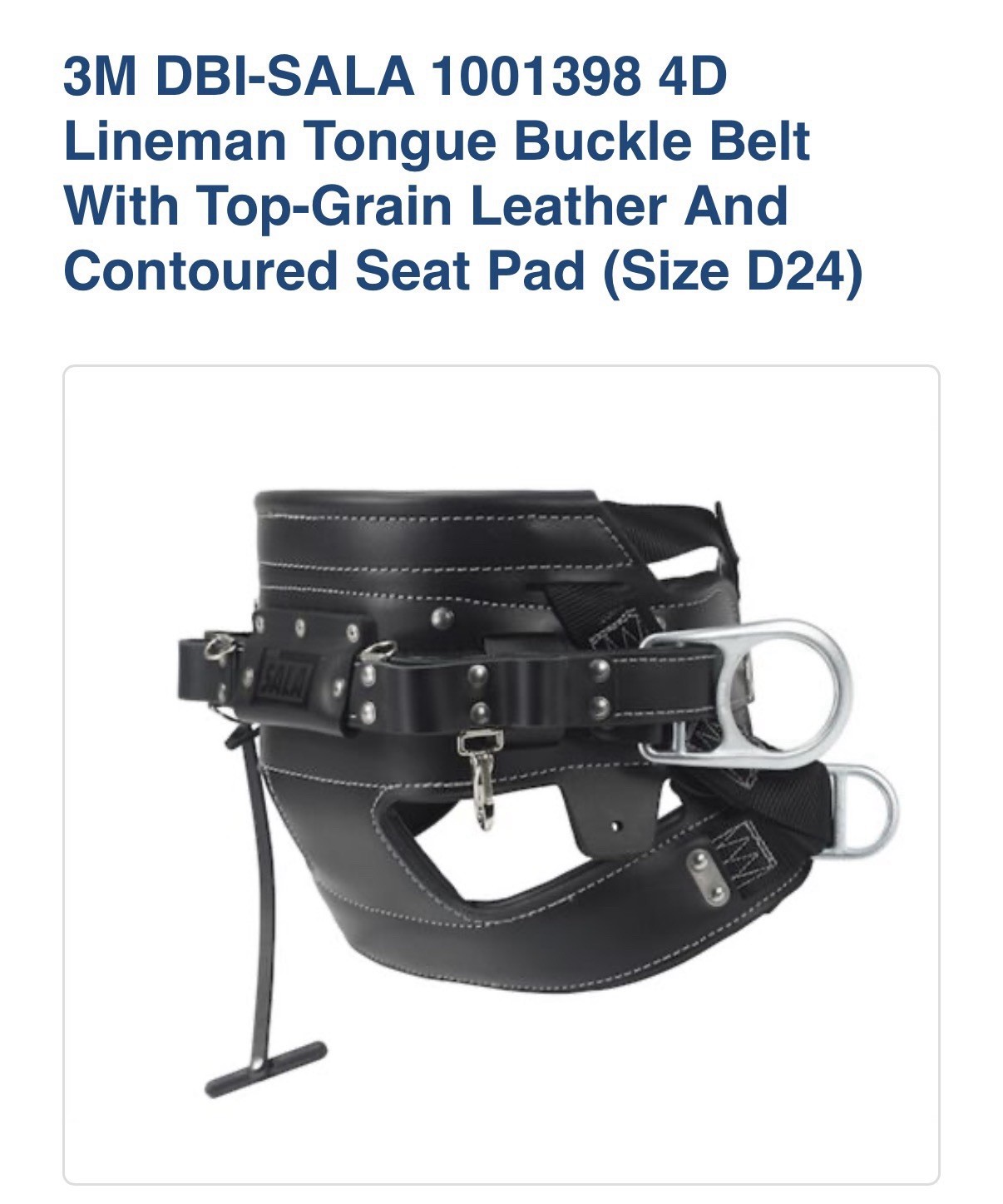 DBI-Sala Lineman Tongue Buckle Climbing Belt With Contoured Seat Pad (Size D24)