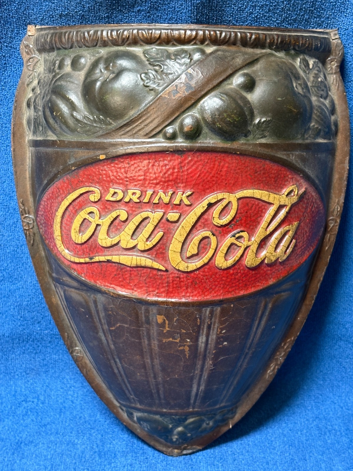 Coca Cola Original Wall Pocket Sconce Scarce Coke c.1925 Advertising Wall Sign