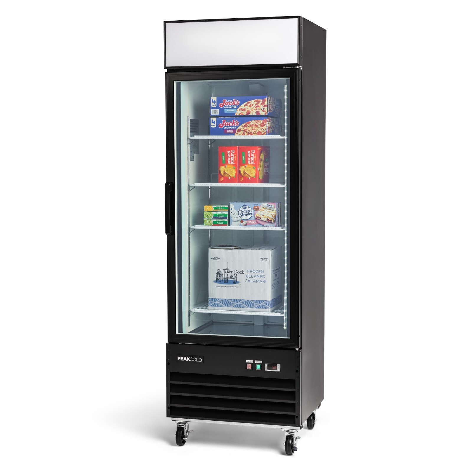 PEAKCOLD Single Glass Door Retail Display Freezer Merchandiser - 13 Cu. Ft