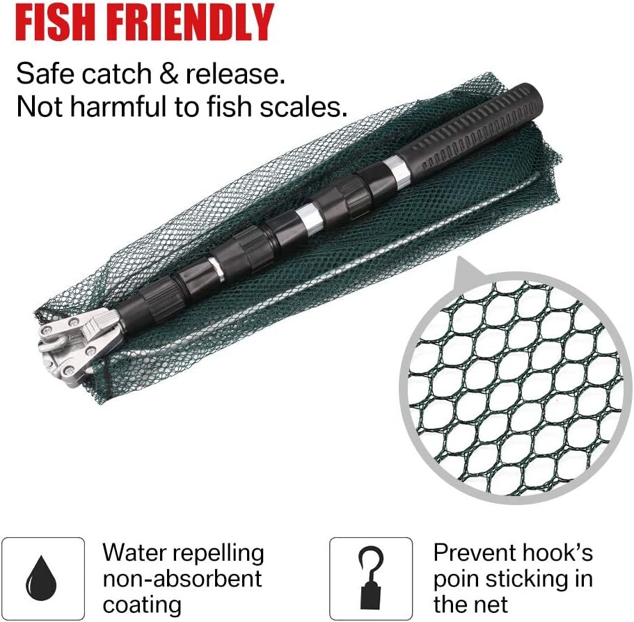 Telescopic Folding Aluminum Handle Fishing Landing Net 3 Section Extending Pole
