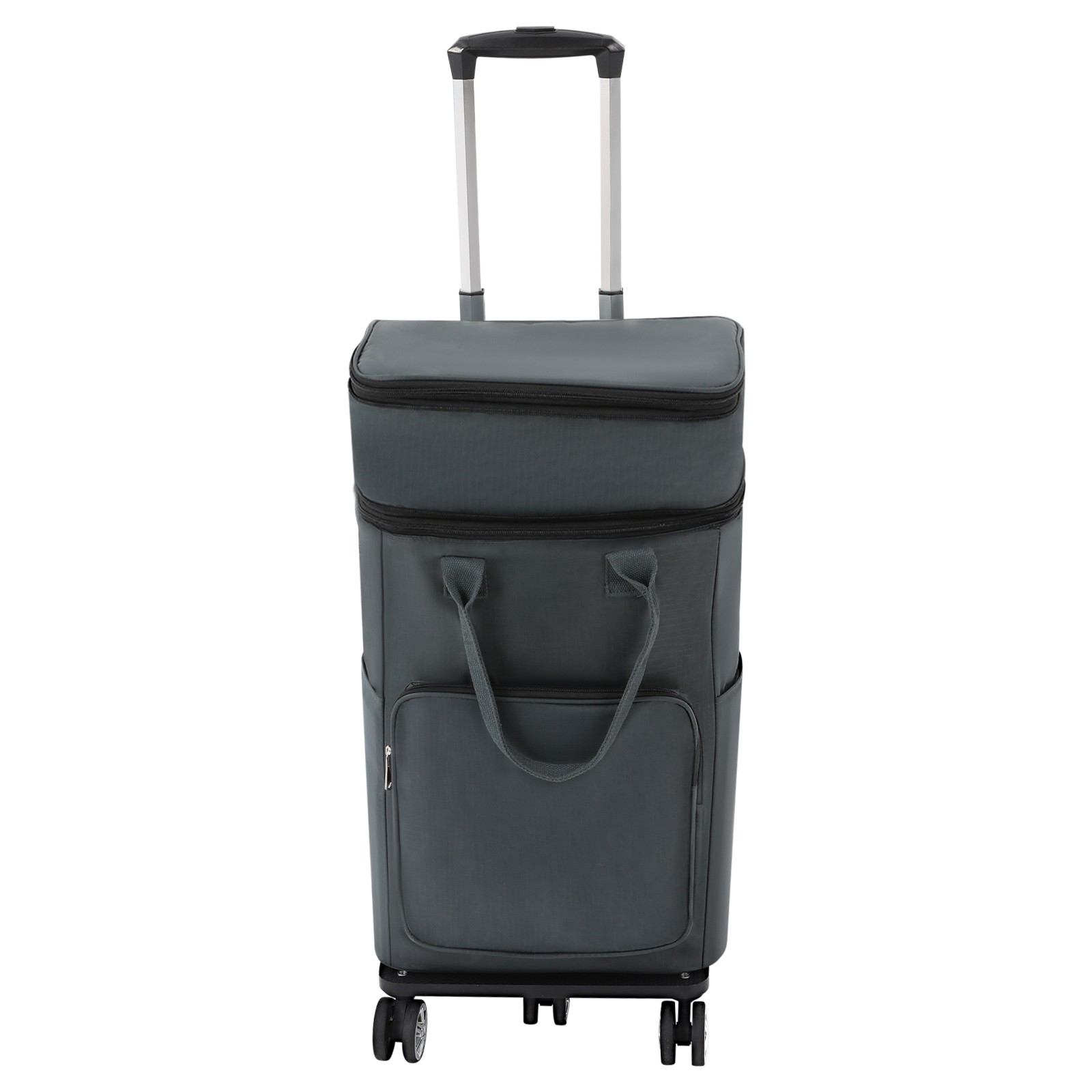 Foldable Trolley Shopping Cart with Telescopic Handle & Waterproof Bag - Gray