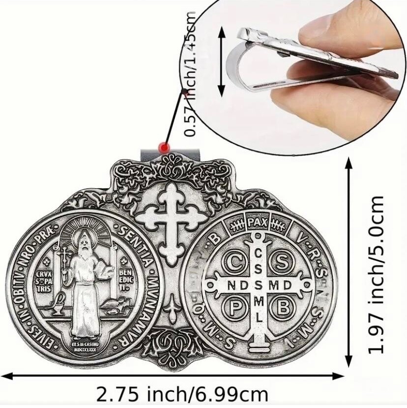 St BENEDICT Auto Car Visor Clip Protection Medal Medalla San Benito Carro Coche