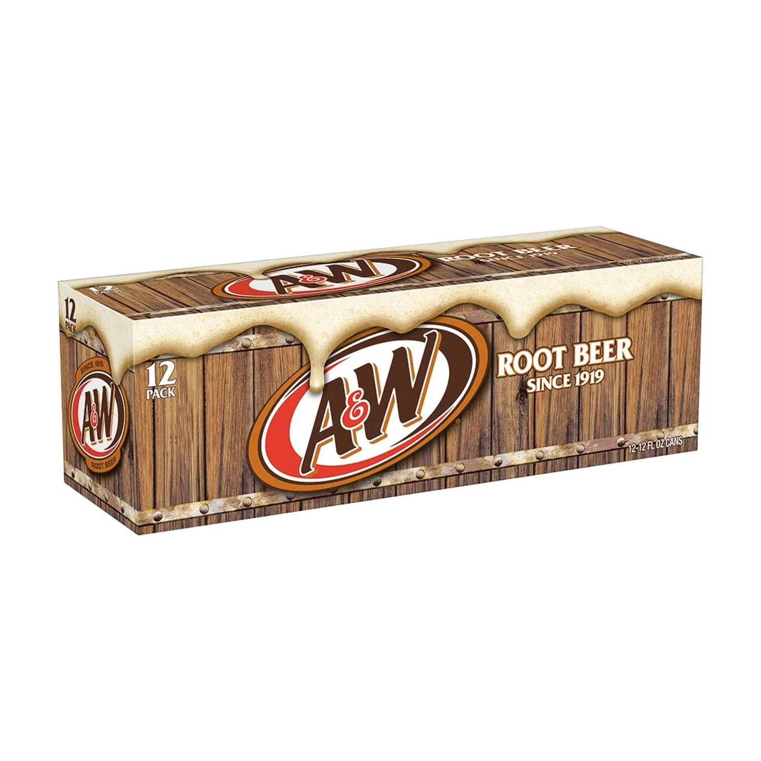 A&W Root Beer Soda Pop 12 fl oz 12-Pack Cans, Classic, Carbonated, Refreshing..