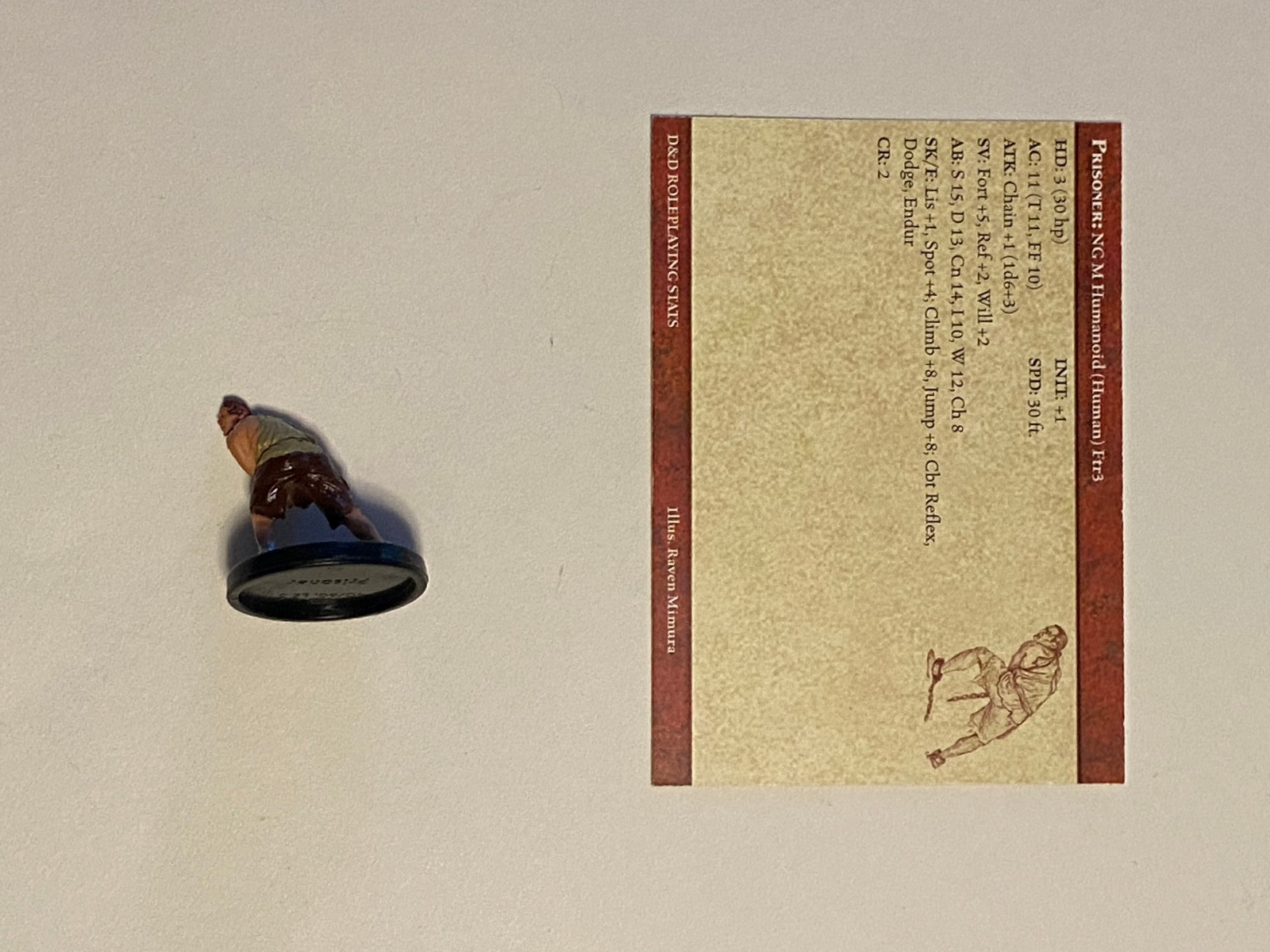 Dungeons & Dragons Night Below Prisoner Miniature w/ Stat Card