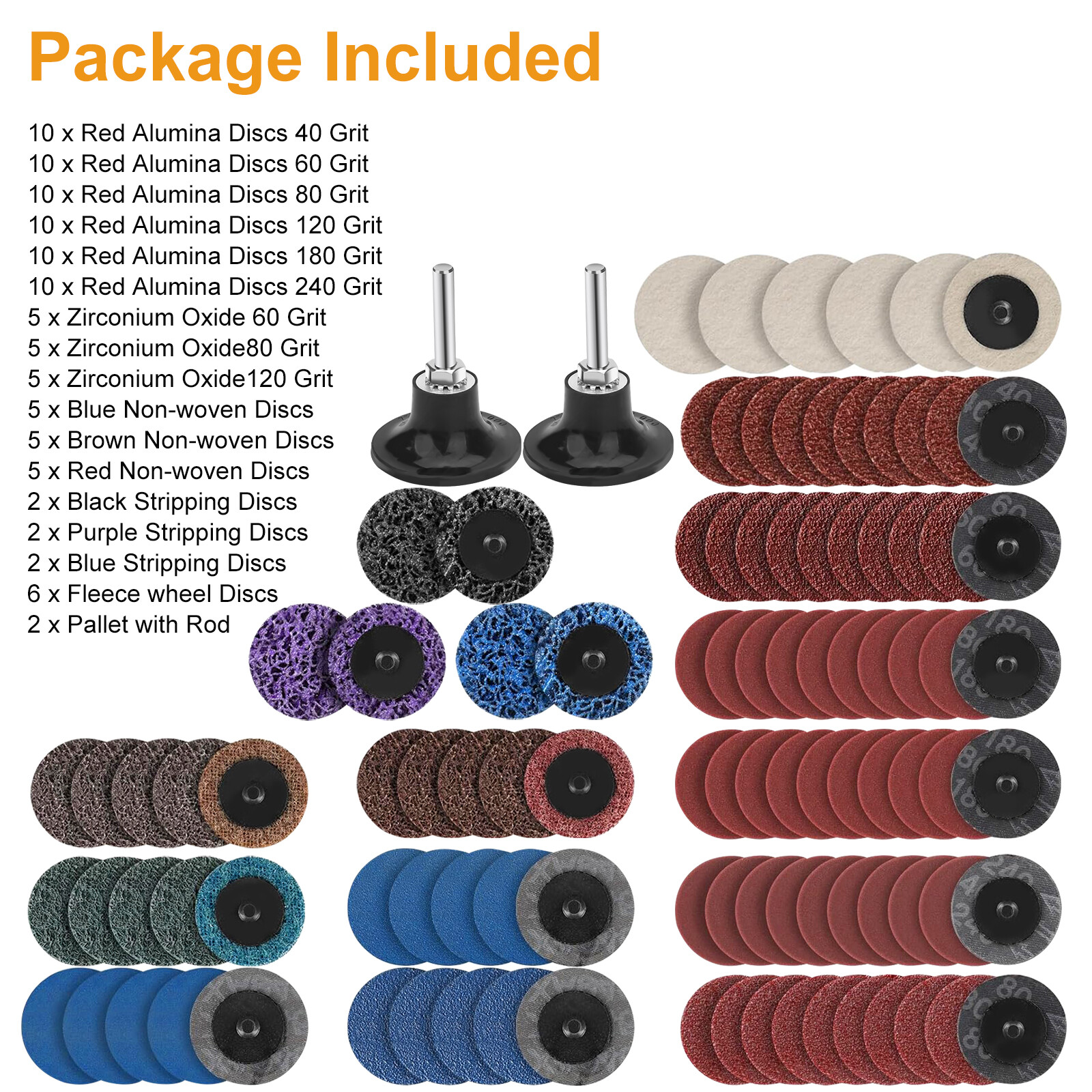 104x 2" Roll Lock Sanding Discs Die Grinder Quick Change Disc Set W/ 1/4 Holder