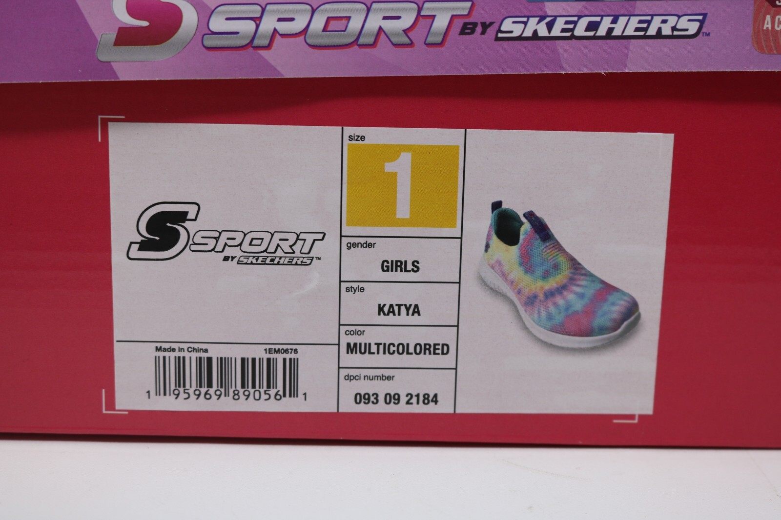 S Sport by Sketchers Katya Multicolored TYE DYE Slip On Shoes Girl's Size 1 NWB