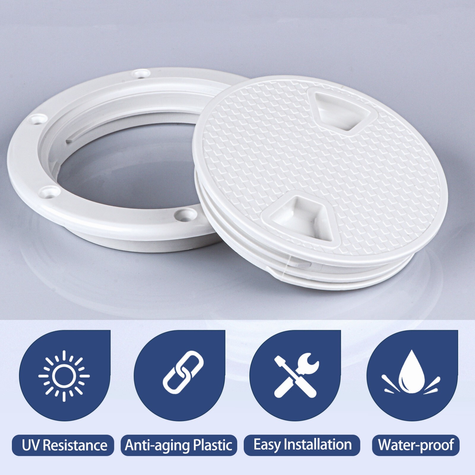 2PCS Boat DECK Plate Detachable Cover 4" White Boat Access Hatch Cover