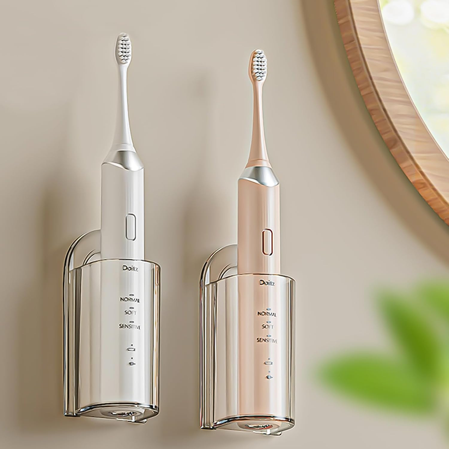 2 Pack Electric Toothbrush Holders for Bathroom, Wall Mounted Clear Electric Too