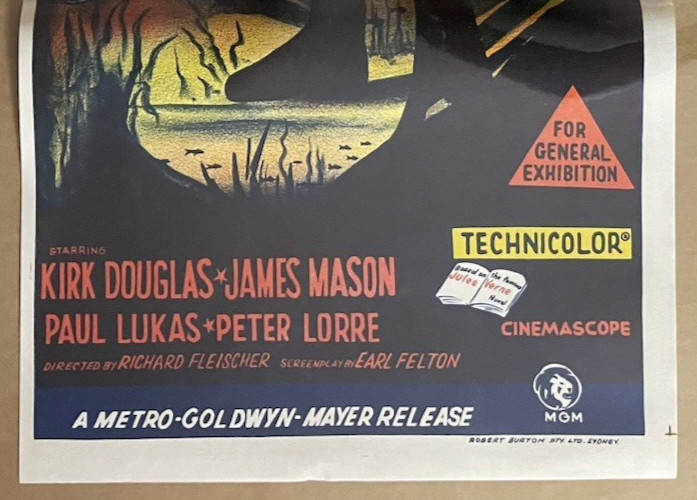 ORIG. MOVIE POSTER~20,000 LEAGUES UNDER THE SEA~60'S~APP 13X30"~SYDNEY AUSTRALIA