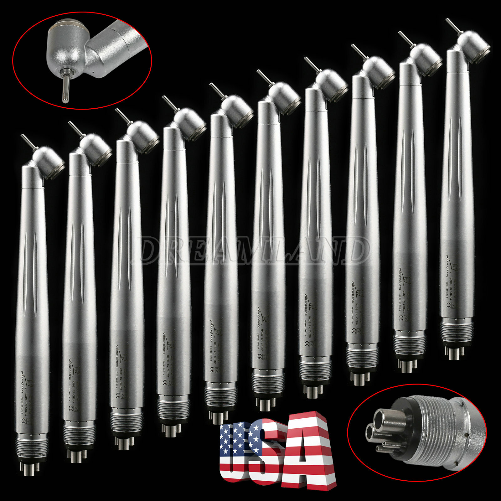 1-10 Yabang Dental 45 Degree Surgical High Speed Handpiece Push Button 4Hole