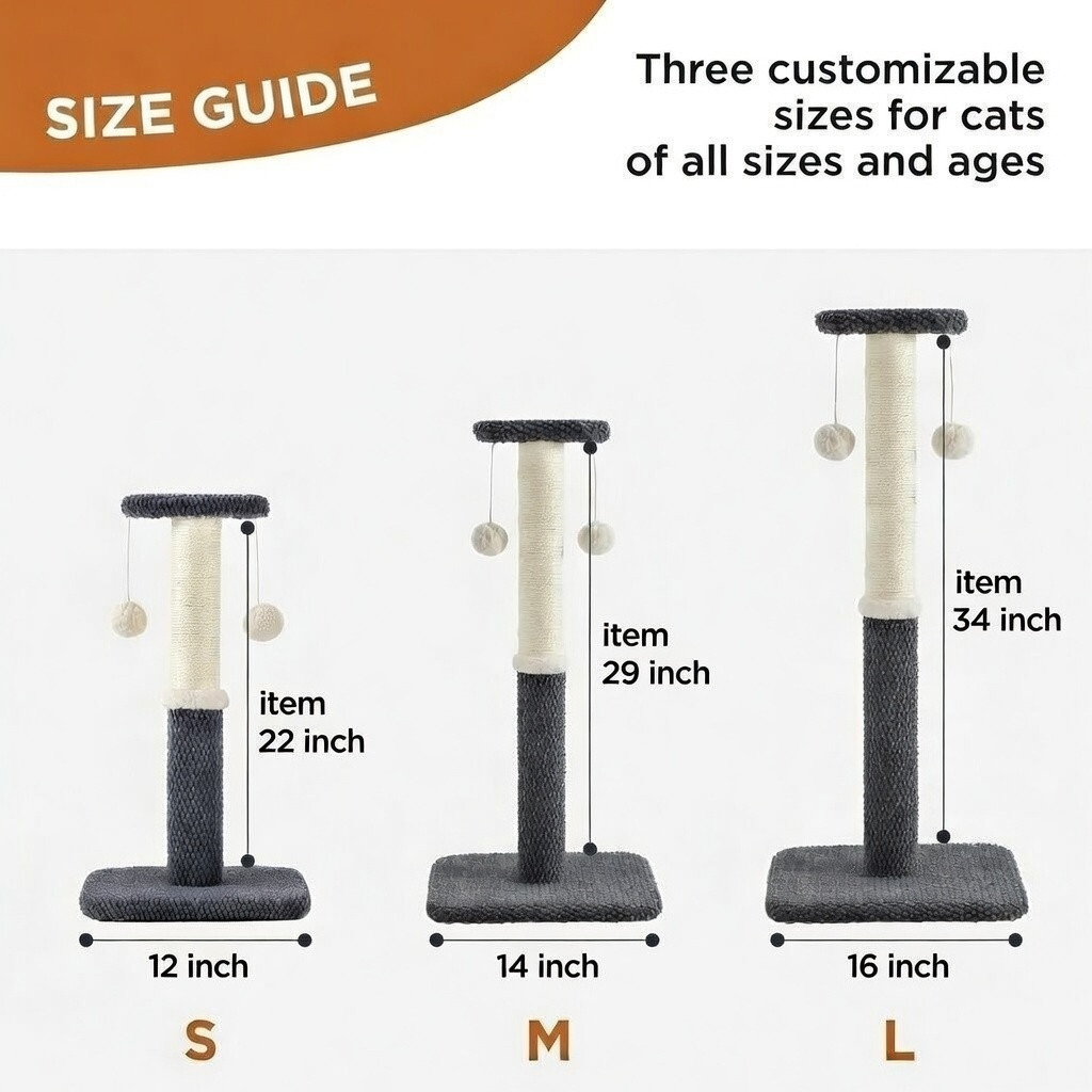 Cat Scratching Post for Indoor Cats - 29in Highly Resistant Carpet Scratch Poles