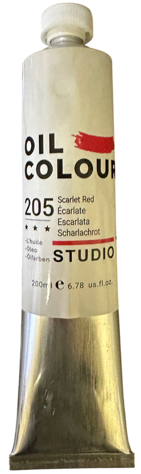 Scarlet Red Oil Paint Color 205 Artist Quality Paint 200 ml Tube, ASTM D4236