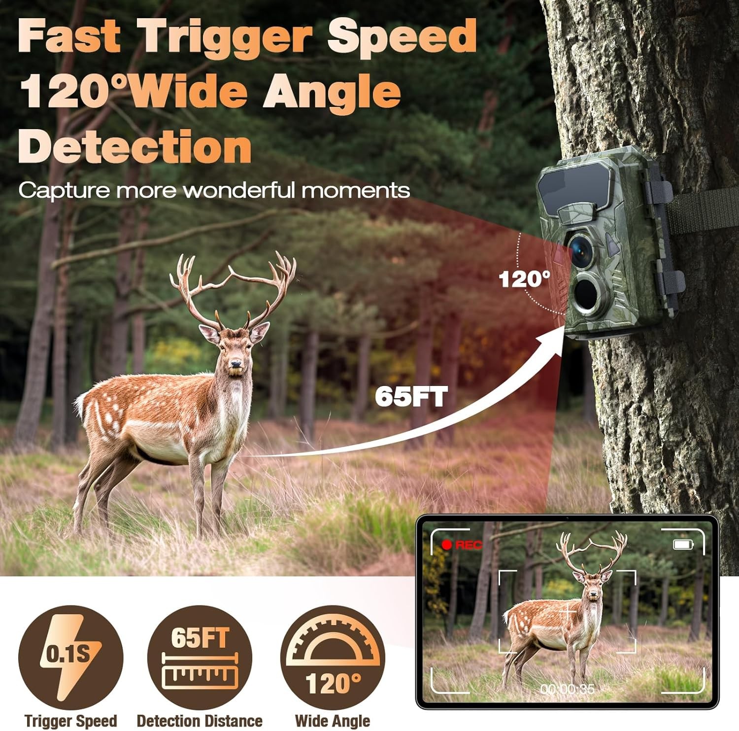 4 Pack Campark Mini 48MP Game Trail Deer Camera 4K Wildlife Hunting Game Cam