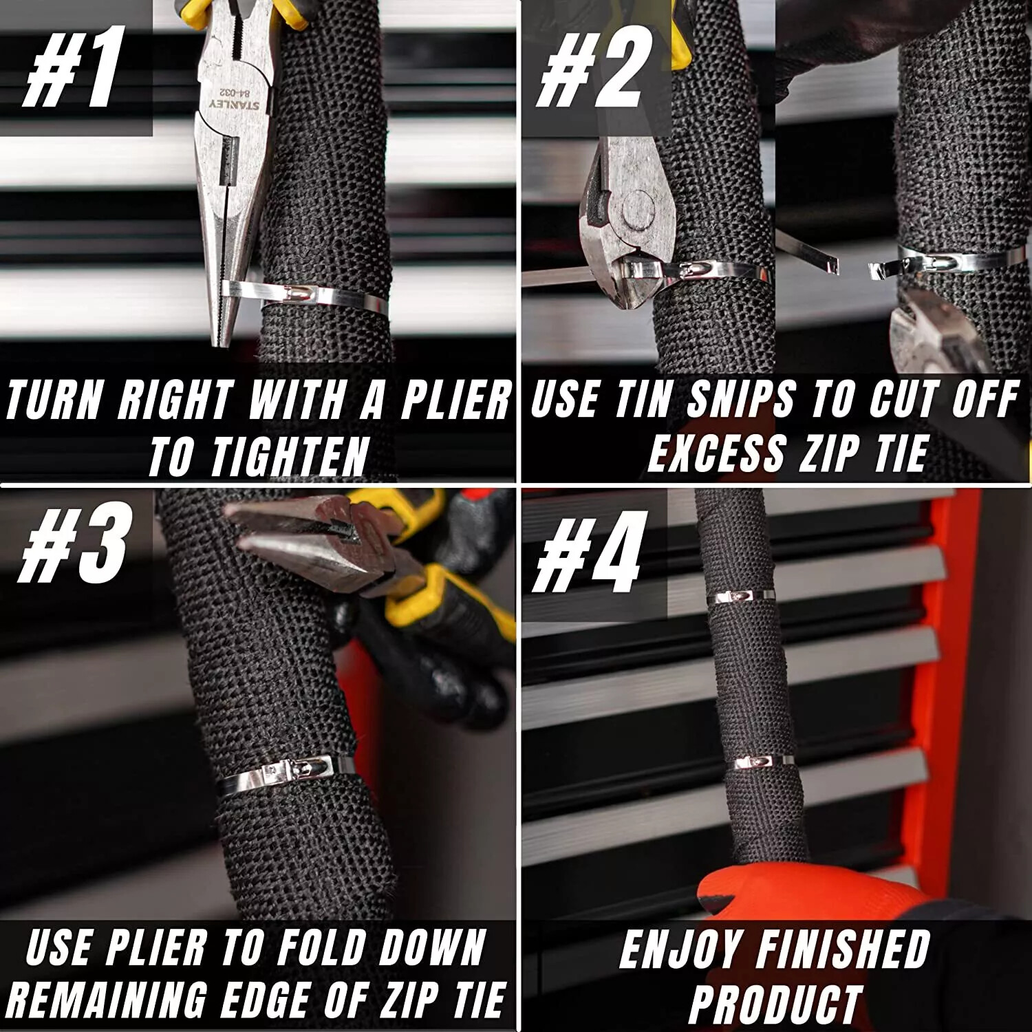 12-18" 100-200pc INDUST. GRADE 400lb-12MM Heavy D Stainless Steel Zip Tie Cable