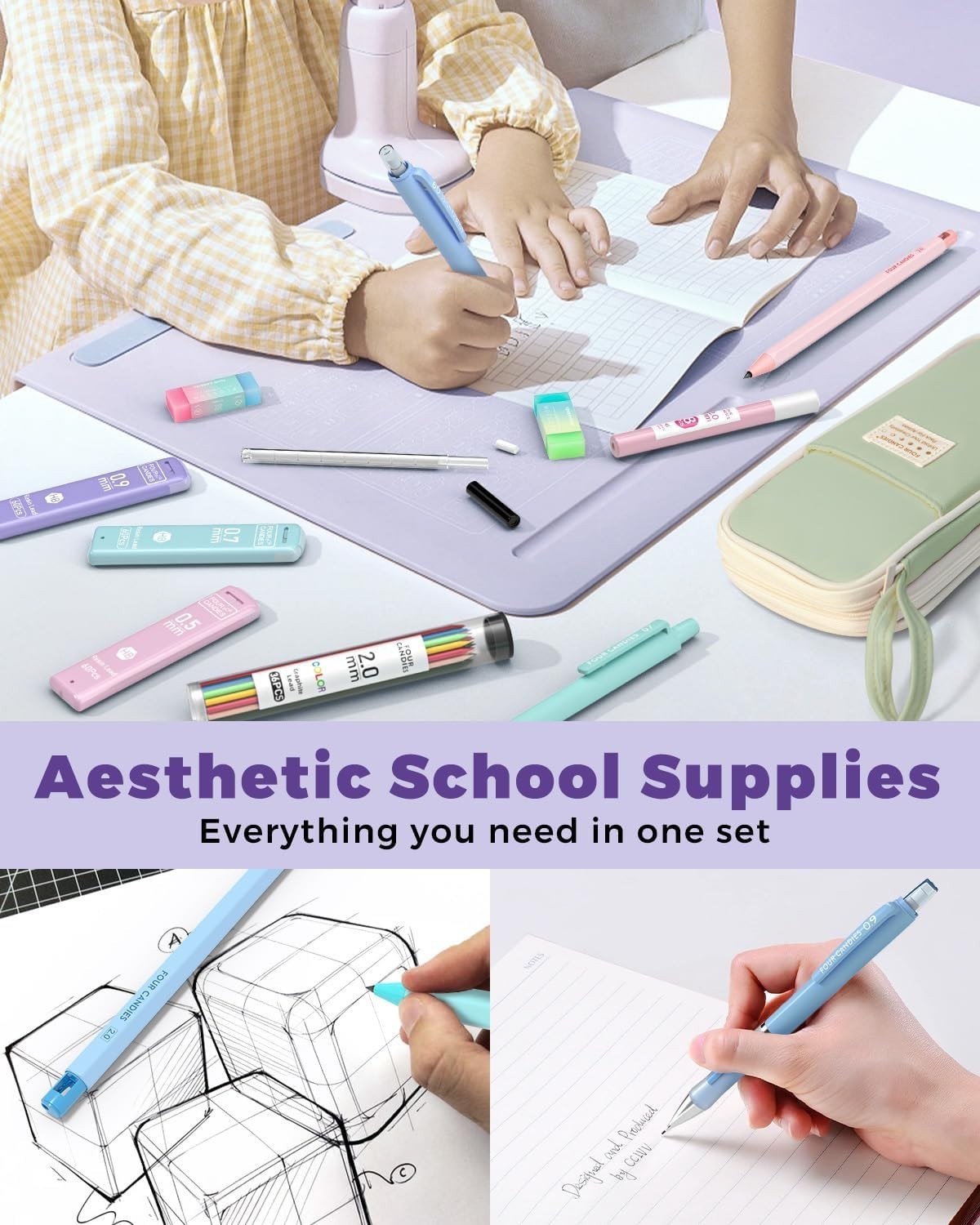 Versatile 36PCS Mechanical Pencil Set 0.5mm - 2.0mm with Lead Refills & Erasers