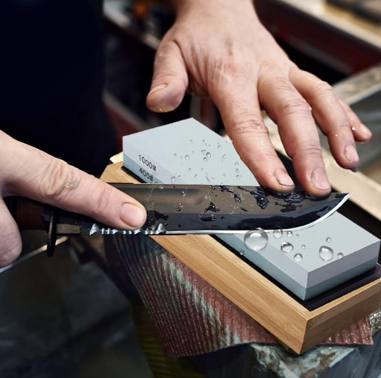 Knife Sharpening Stone Set, Professional 4 Side Grit 400/1000 3000/8000 Premi