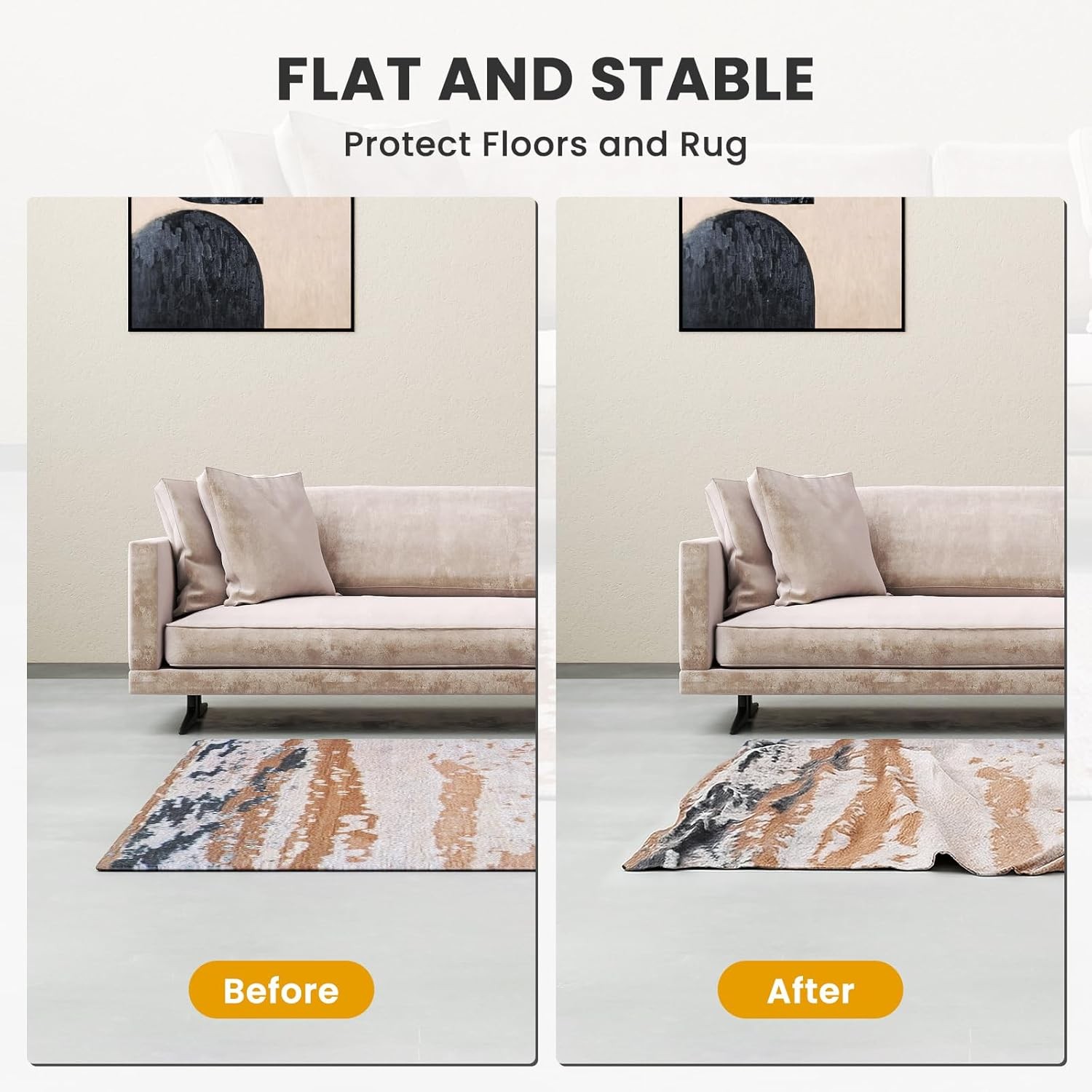 SUNYRISY Memory Foam Non Slip Rug Pads Cushioned Carpet Pad 5x8/6x9/8x10/9x12Ft