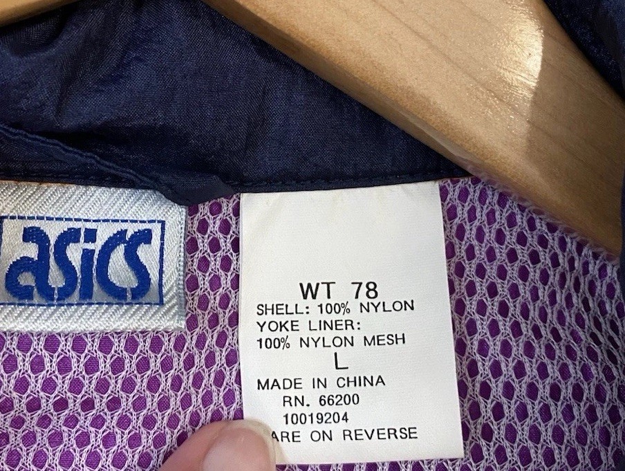 Vintage NWT 90s ASICS 3M Purple Orange windbreaker jacket Running Deadstock Sz L