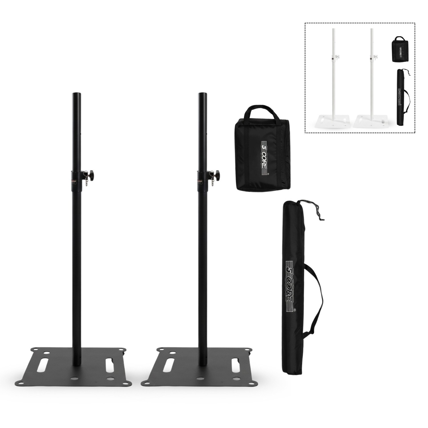 5Core Speaker Stand 2Pc Heavy Duty Adjustable Height 61" DJ PA Stands 35mm Mount
