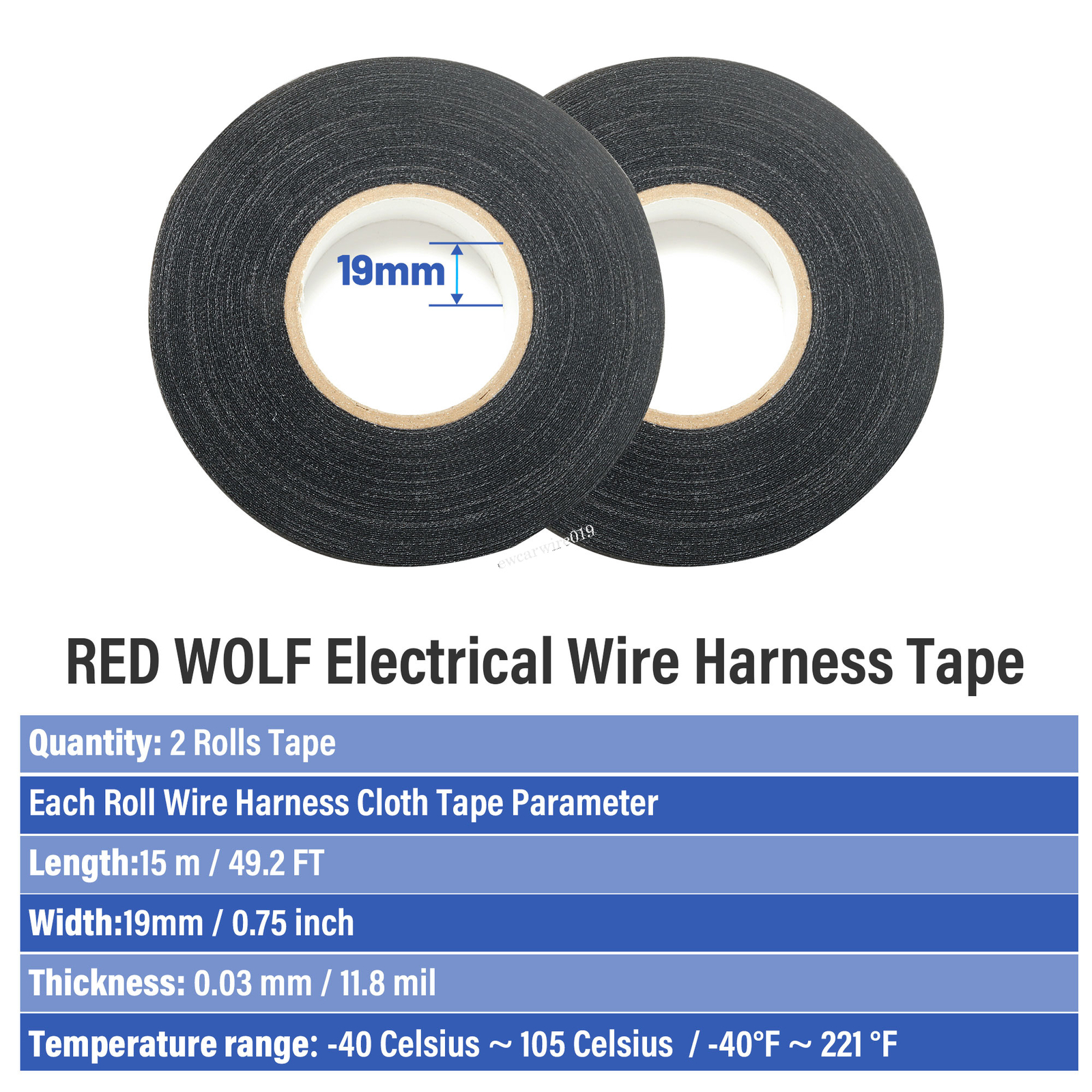 Electric Wire Harness Cloth Heat Proof Adhesive Fabric Insulation Tape 2 Rolls