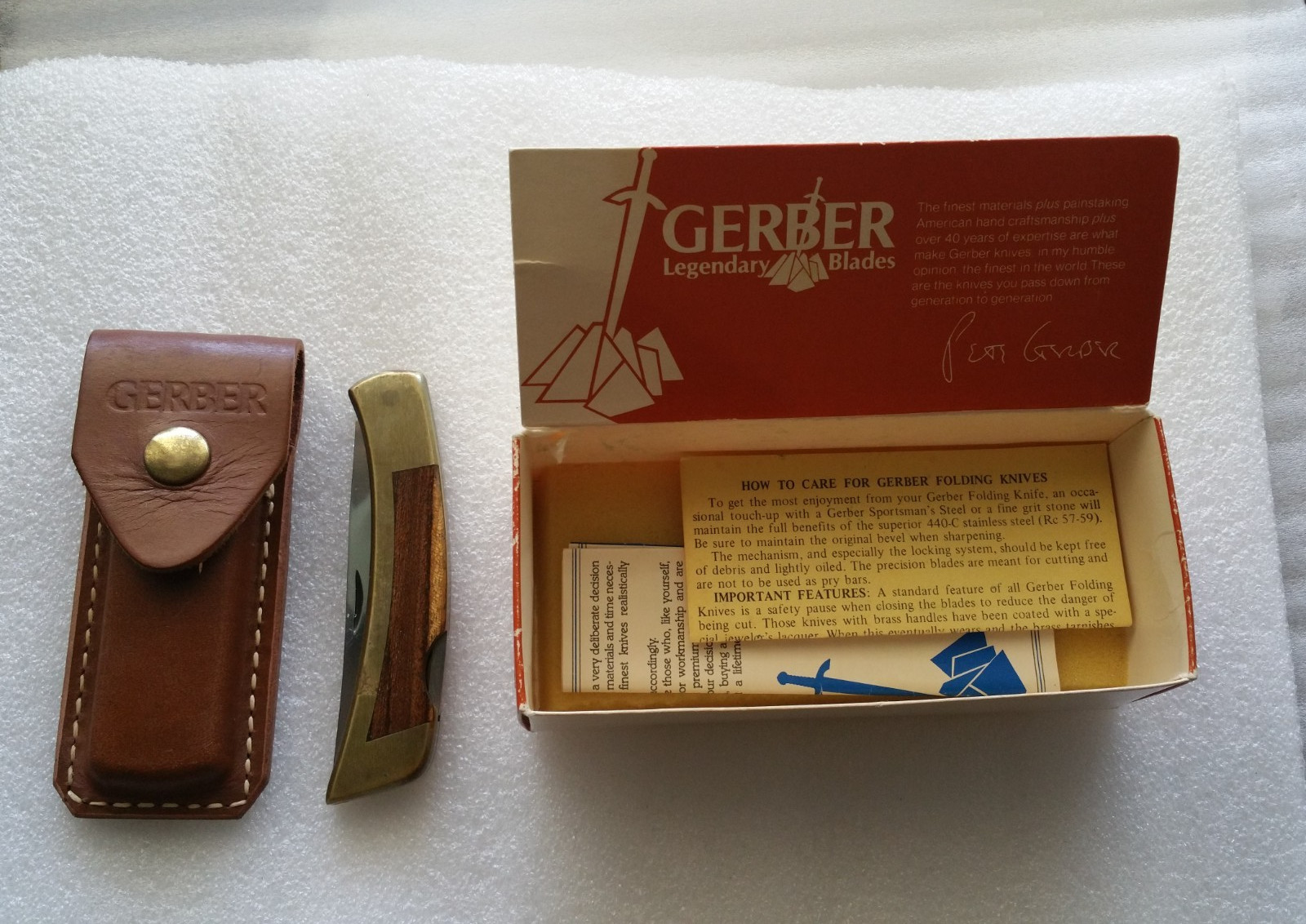 Gerber Sportsman II 2 Pocket Knife Folding Lockback Hunter Vintage + Sheath 80's