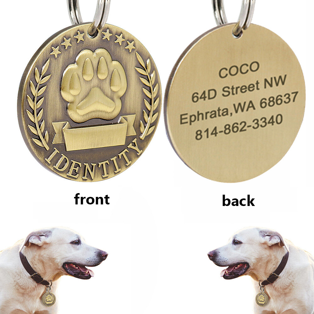 Pet ID Tag Custom Engraved Personalized Dog Cat Name Tages Double Side