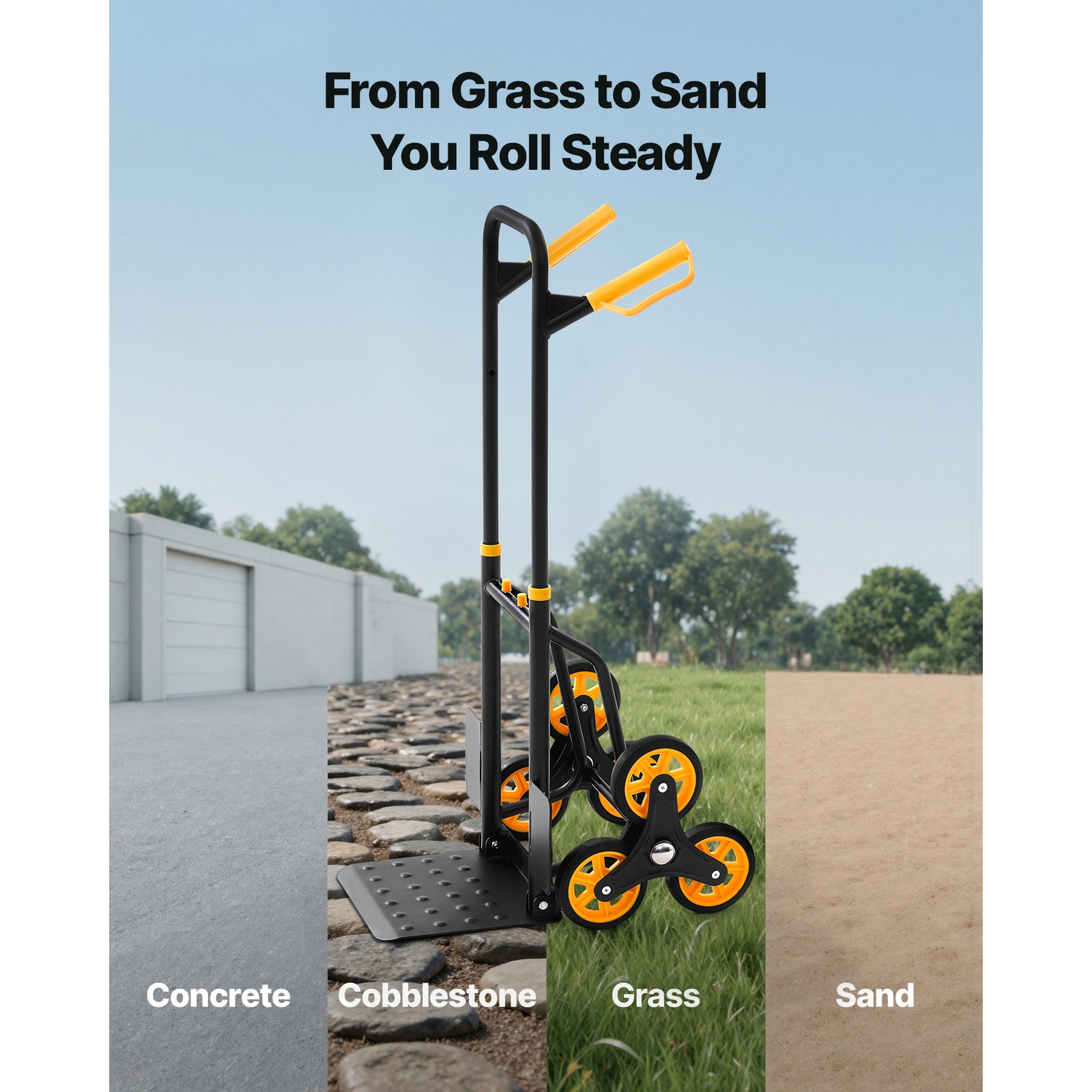 Uimoso Stair Climbing Trolley Cart with 330 lbs Capacity,6 Wheels & 2 Ropes