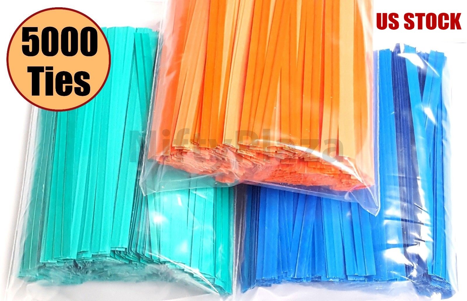 NiftyPlaza 5000 Twist Ties 4" Length Plastic Coated No Rip Paper Ties Cello