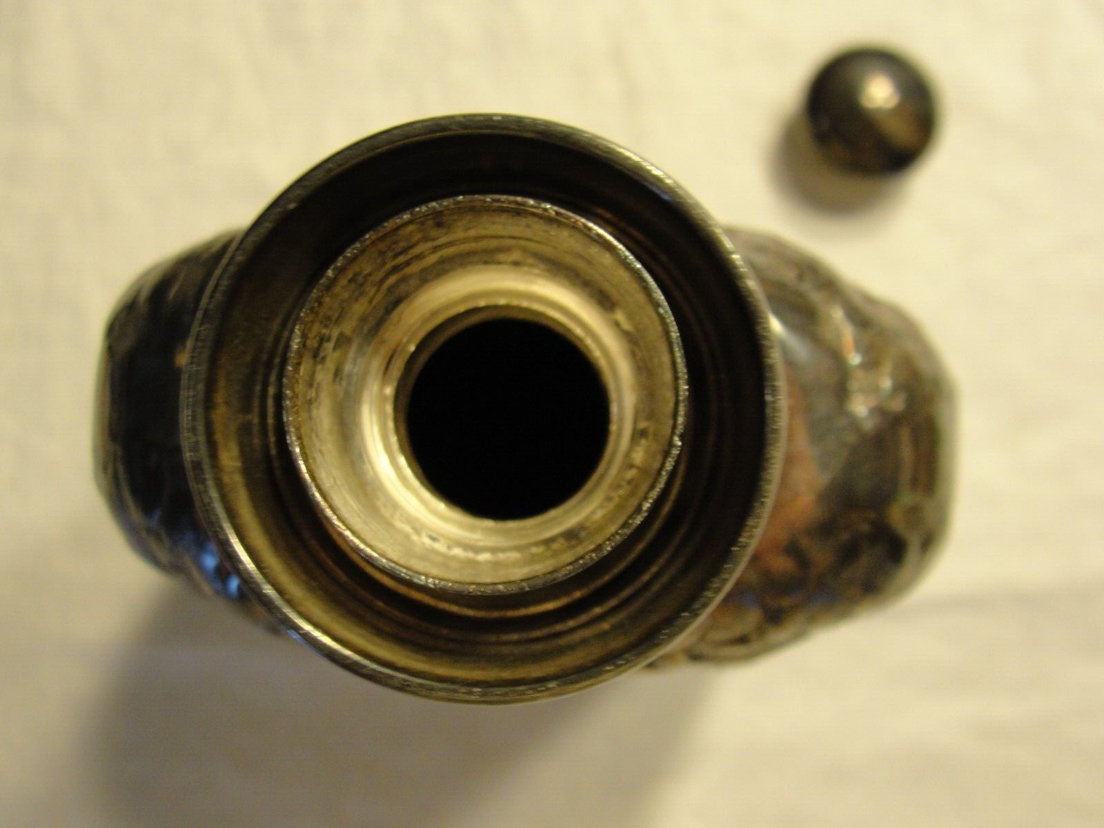 ANTIQUE REPOUSSE SIMPSON HALL MILLER SILVER PLATE FLASK TELESCOPING FUNNEL TOP